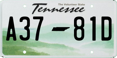 TN license plate A3781D