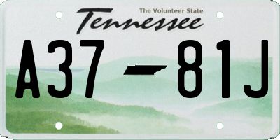 TN license plate A3781J