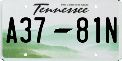 TN license plate A3781N
