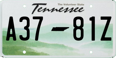 TN license plate A3781Z