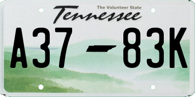 TN license plate A3783K