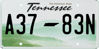 TN license plate A3783N
