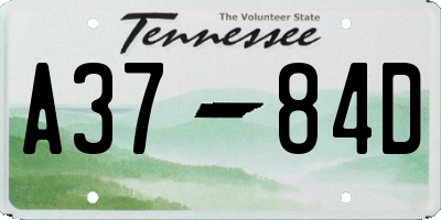 TN license plate A3784D