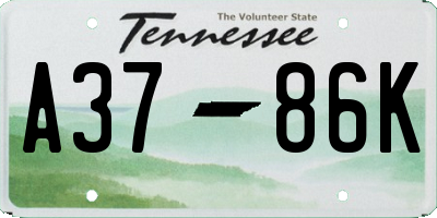 TN license plate A3786K