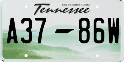 TN license plate A3786W