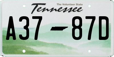 TN license plate A3787D