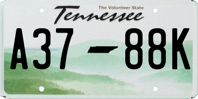 TN license plate A3788K