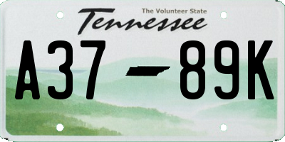 TN license plate A3789K