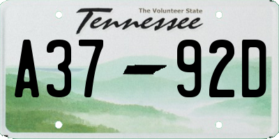 TN license plate A3792D