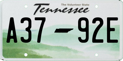 TN license plate A3792E