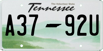 TN license plate A3792U