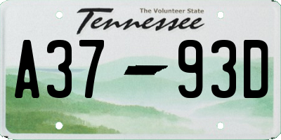TN license plate A3793D