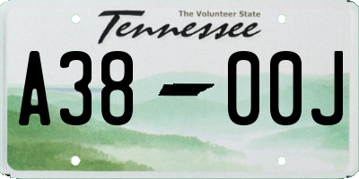 TN license plate A3800J