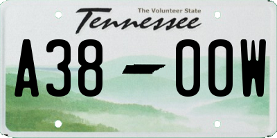 TN license plate A3800W