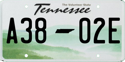 TN license plate A3802E