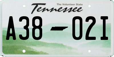 TN license plate A3802I