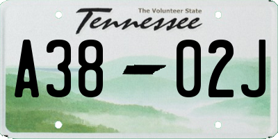 TN license plate A3802J