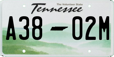 TN license plate A3802M