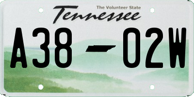 TN license plate A3802W
