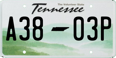 TN license plate A3803P