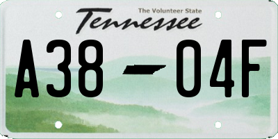 TN license plate A3804F