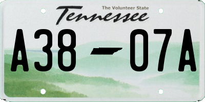 TN license plate A3807A