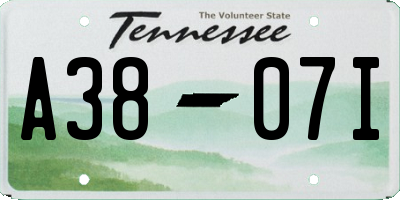 TN license plate A3807I