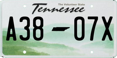 TN license plate A3807X