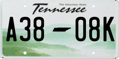TN license plate A3808K