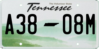 TN license plate A3808M