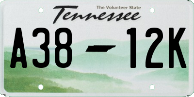 TN license plate A3812K