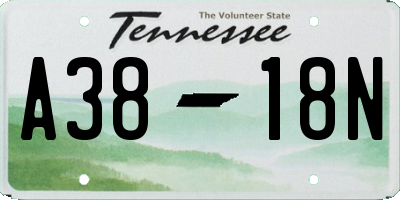 TN license plate A3818N
