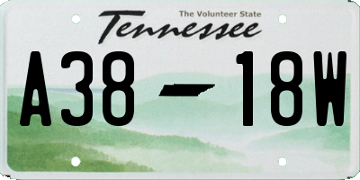 TN license plate A3818W