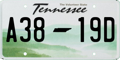 TN license plate A3819D