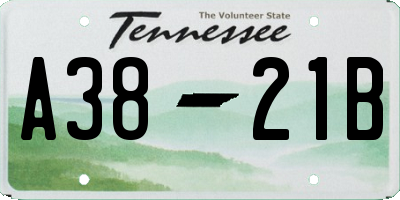 TN license plate A3821B
