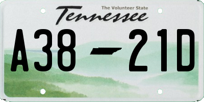 TN license plate A3821D