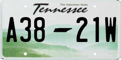 TN license plate A3821W