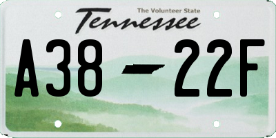 TN license plate A3822F