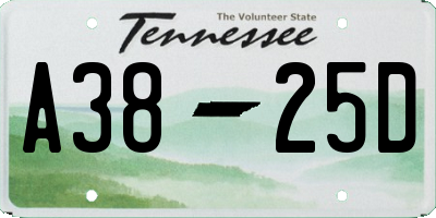 TN license plate A3825D