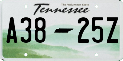 TN license plate A3825Z