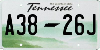 TN license plate A3826J