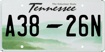 TN license plate A3826N