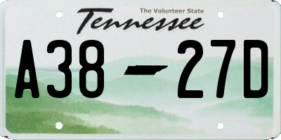 TN license plate A3827D