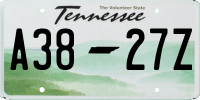 TN license plate A3827Z
