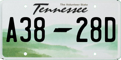 TN license plate A3828D