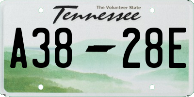 TN license plate A3828E