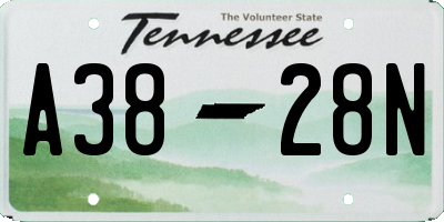TN license plate A3828N