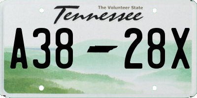 TN license plate A3828X