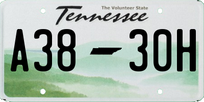 TN license plate A3830H