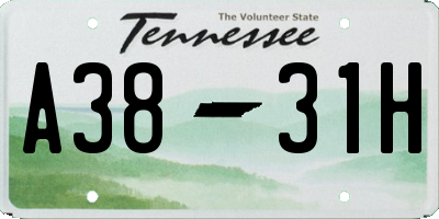 TN license plate A3831H